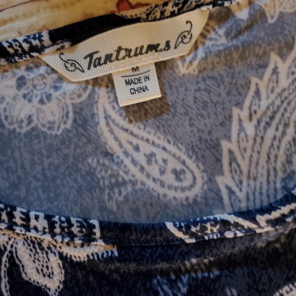 PRINT TOP W/LACE & CHIFFON HEM NWOT - Picture 4 of 5